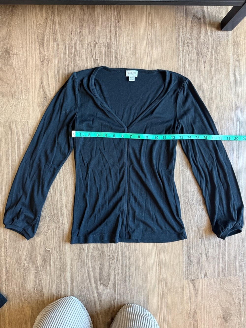 J. Crew Black V-Neck Long Sleeve Tunic Top